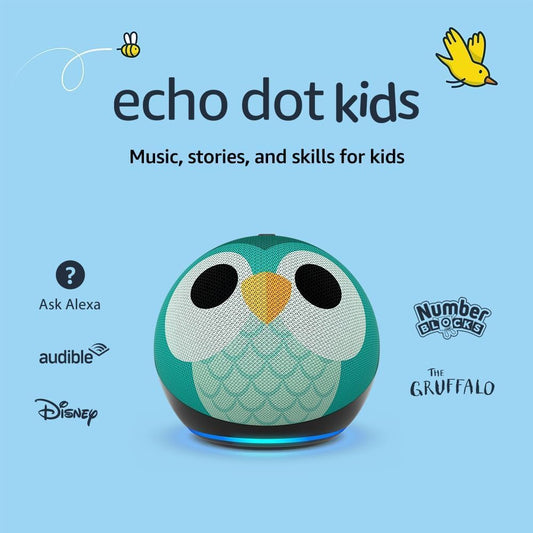 Amazon Echo Dot Kids Owl (Newest Gen) Smart Alarm clock, Smart Speaker with Alexa - Original New