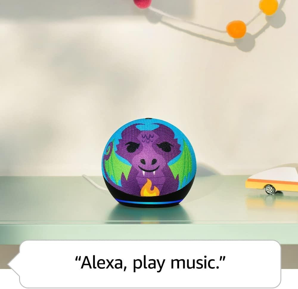 Amazon Echo Dot Kids Dragon (Newest Gen) Smart Alarm clock, Smart Speaker with Alexa - Original New