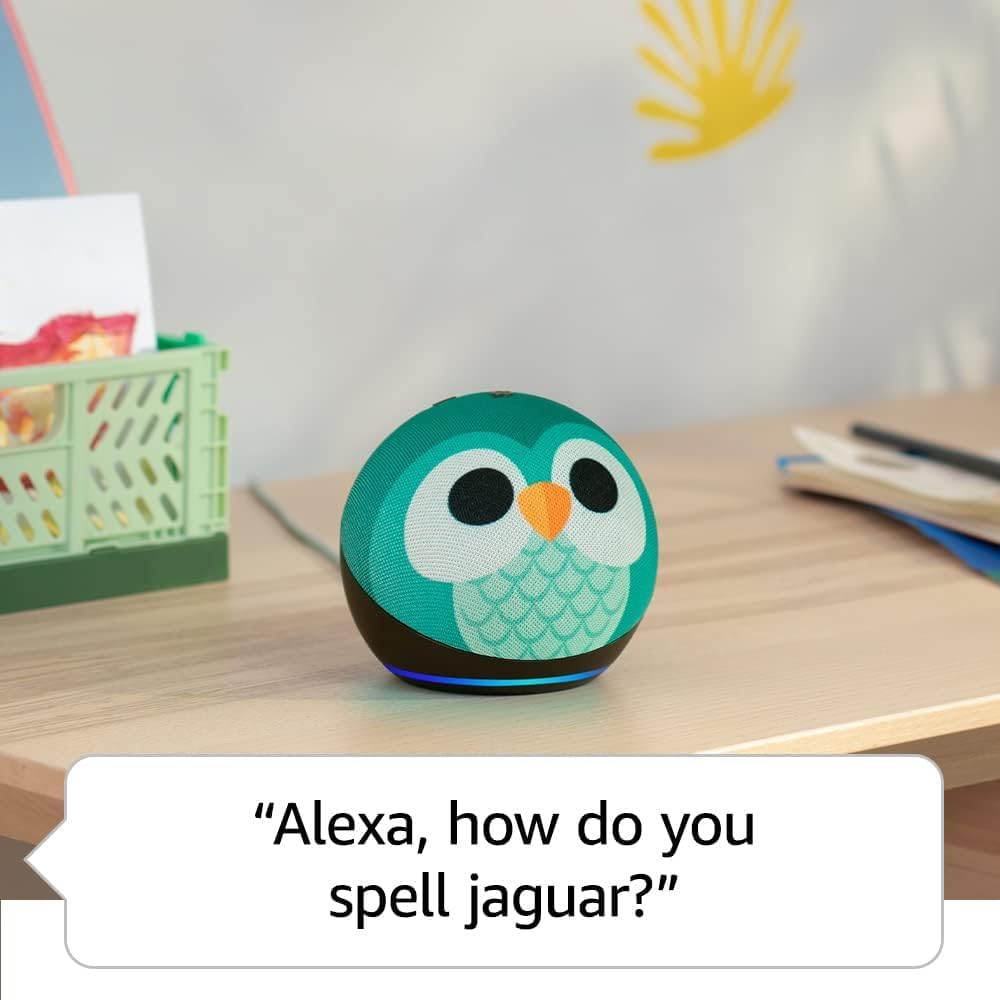 Amazon Echo Dot Kids Owl (Newest Gen) Smart Alarm clock, Smart Speaker with Alexa - Original New