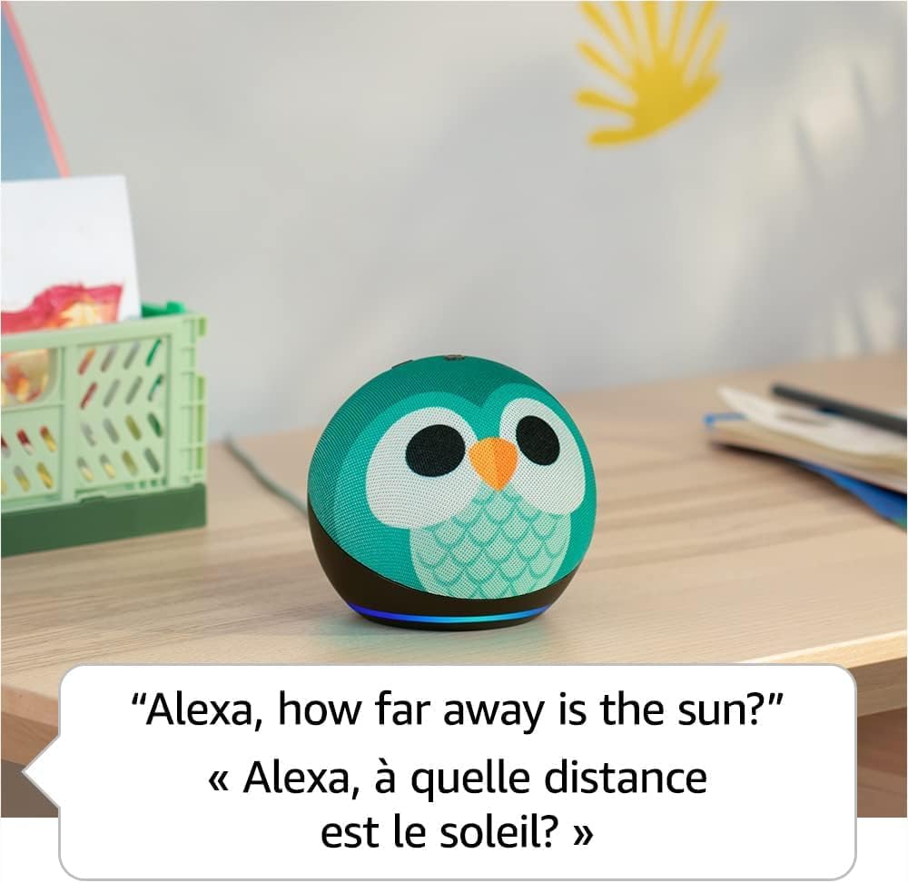 Amazon Echo Dot Kids Owl (Newest Gen) Smart Alarm clock, Smart Speaker with Alexa - Original New
