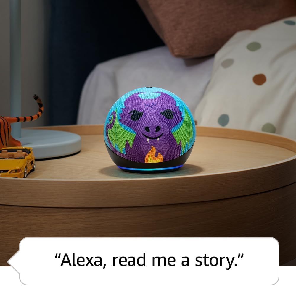 Amazon Echo Dot Kids Dragon (Newest Gen) Smart Alarm clock, Smart Speaker with Alexa - Original New